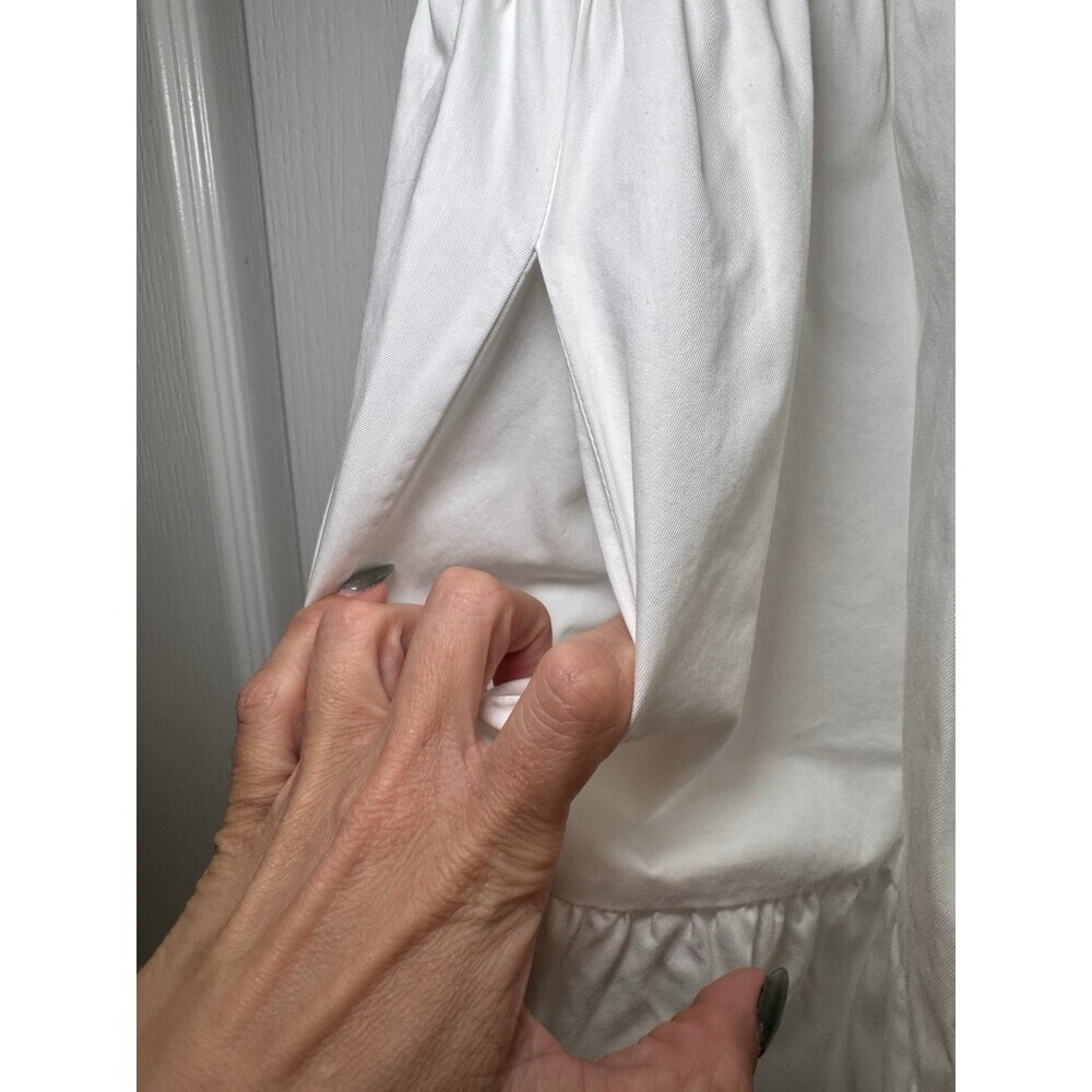 ZARA White Cotton Poplin Shirt Dress Puff Sleeve Tiered Mini Size S 4 6 - Picture 8 of 9